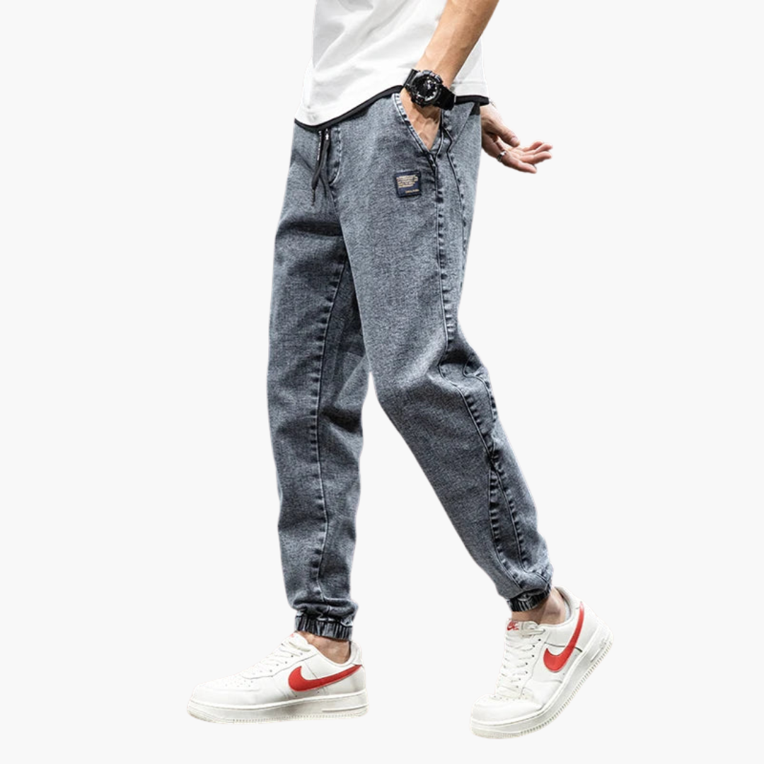 Pantaloni Jogger in Denim Stile Urbano Per Uomo | Zelvian Blu