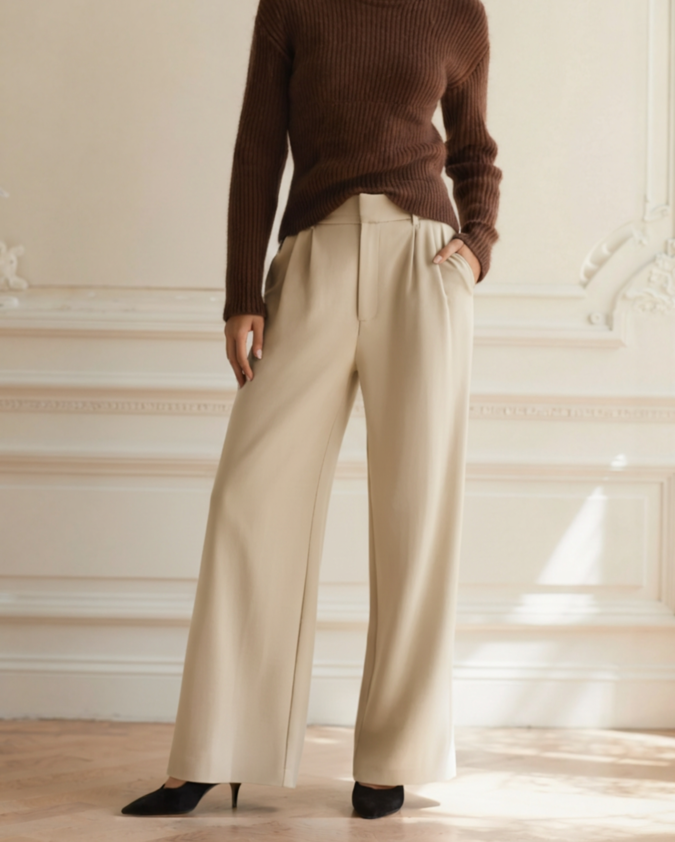 Pantaloni a Vita Alta a Gamba Larga da Donna | Aurora