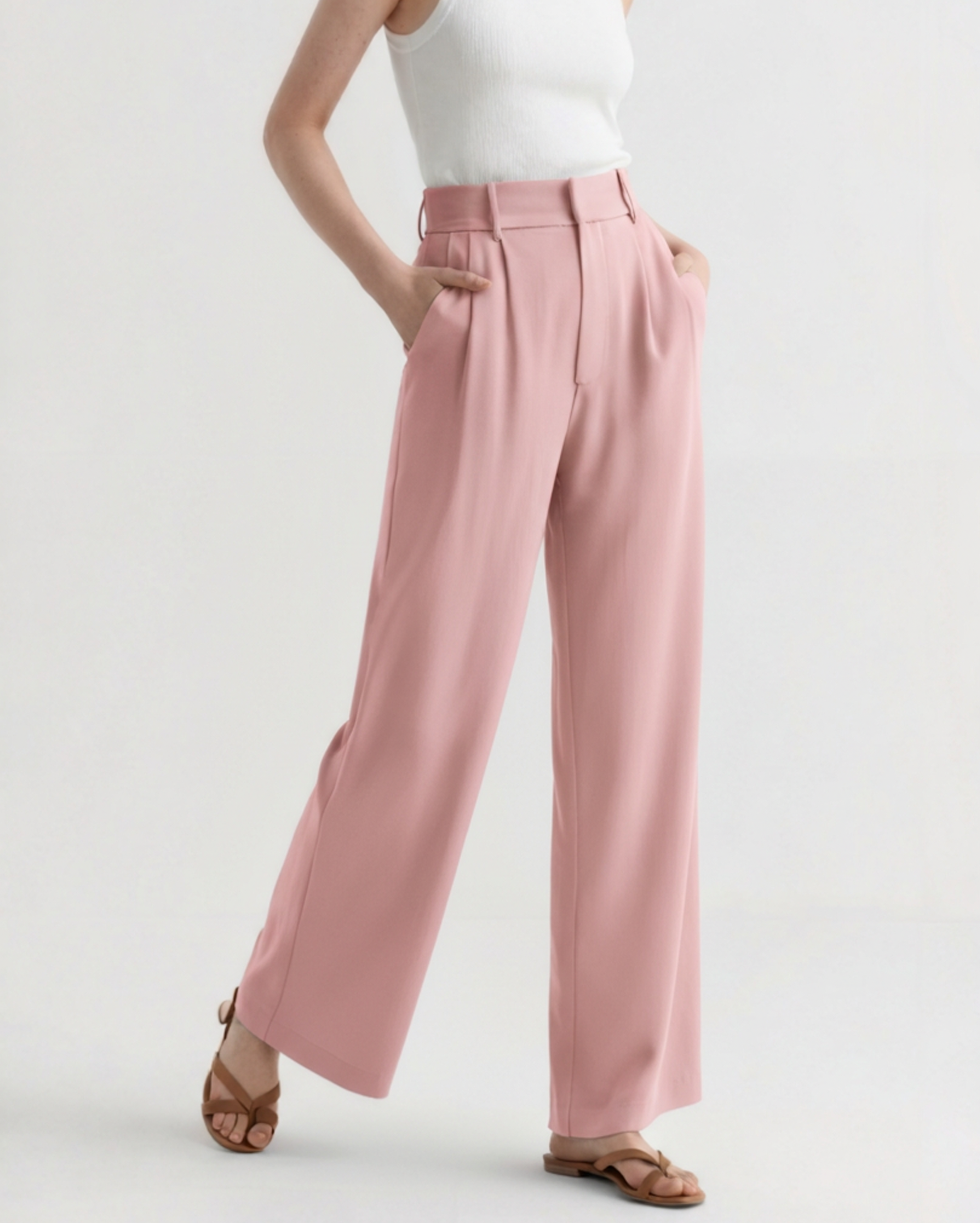 Pantaloni a Vita Alta a Gamba Larga da Donna | Aurora Rosa