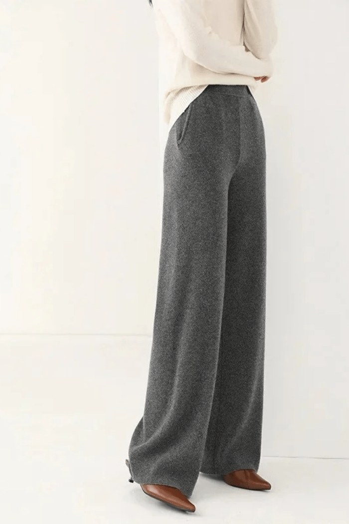 Pantaloni a Vita Alta a Gamba Larga da Donna | Hermione Grigio