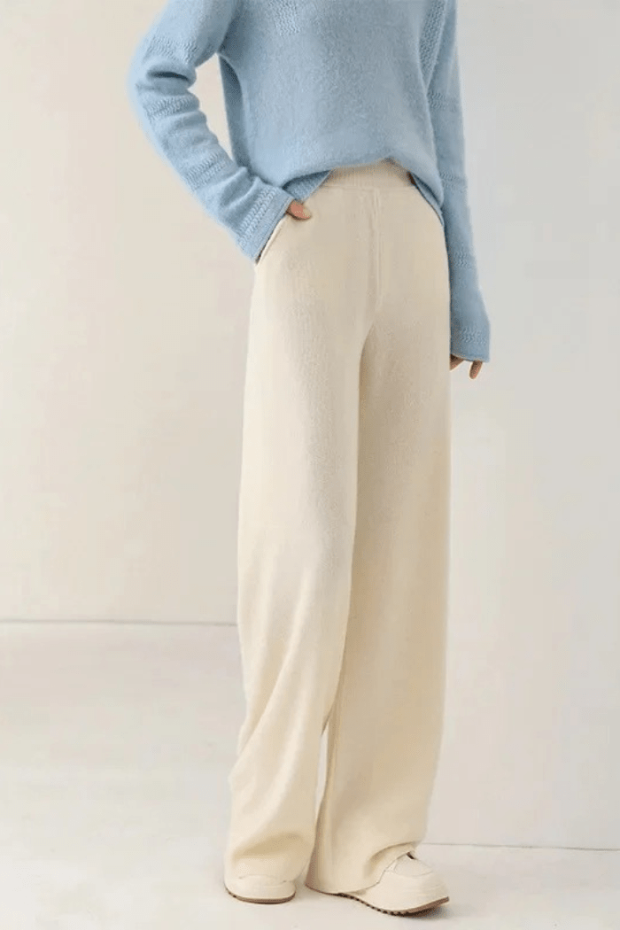Pantaloni a Vita Alta a Gamba Larga da Donna | Hermione Avorio