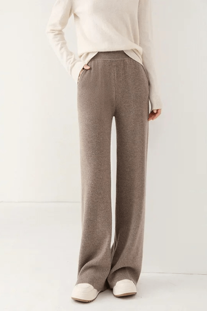 Pantaloni a Vita Alta a Gamba Larga da Donna | Hermione Kaki