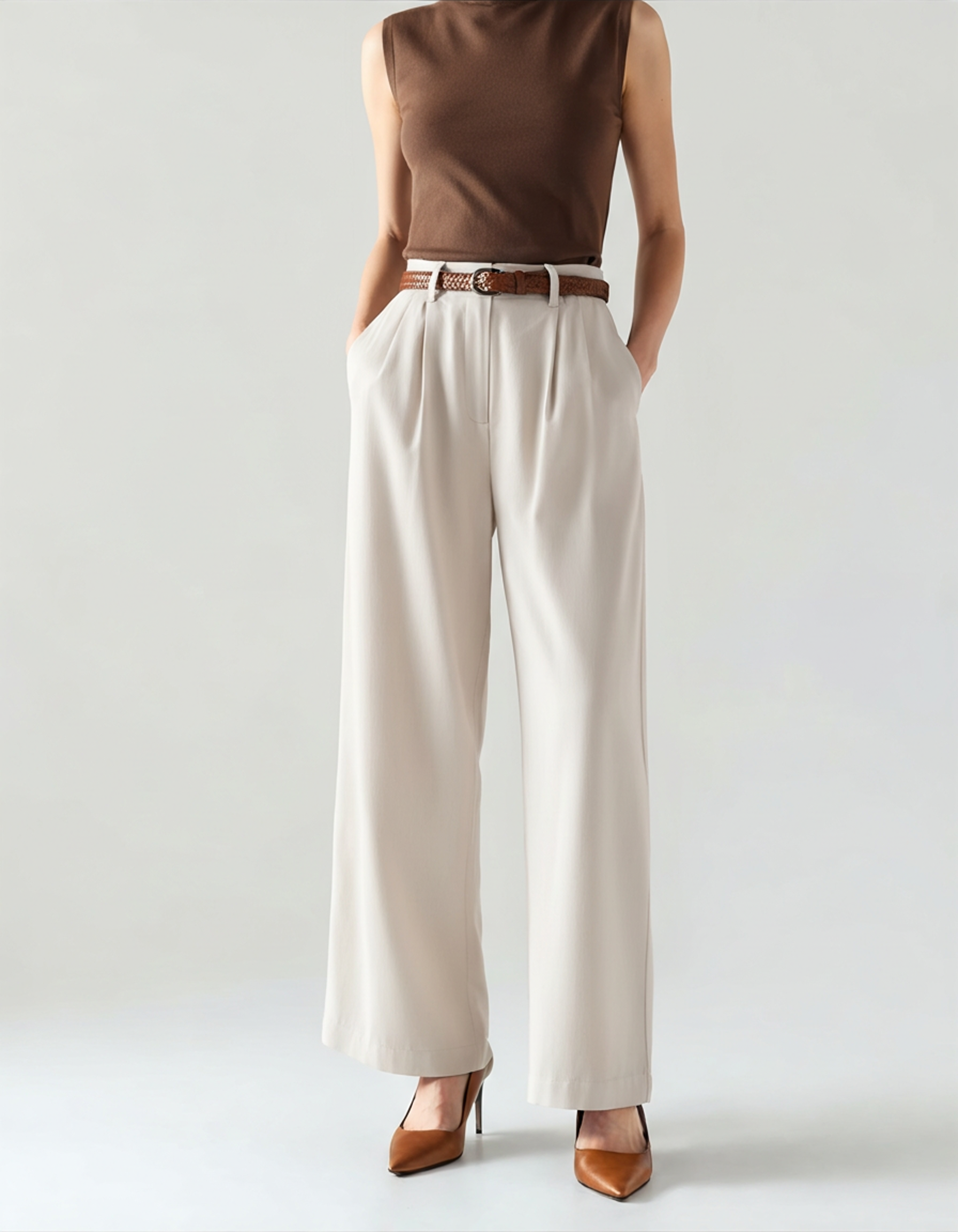 Pantaloni a Vita Alta a Gamba Larga da Donna | Olivia Bianco