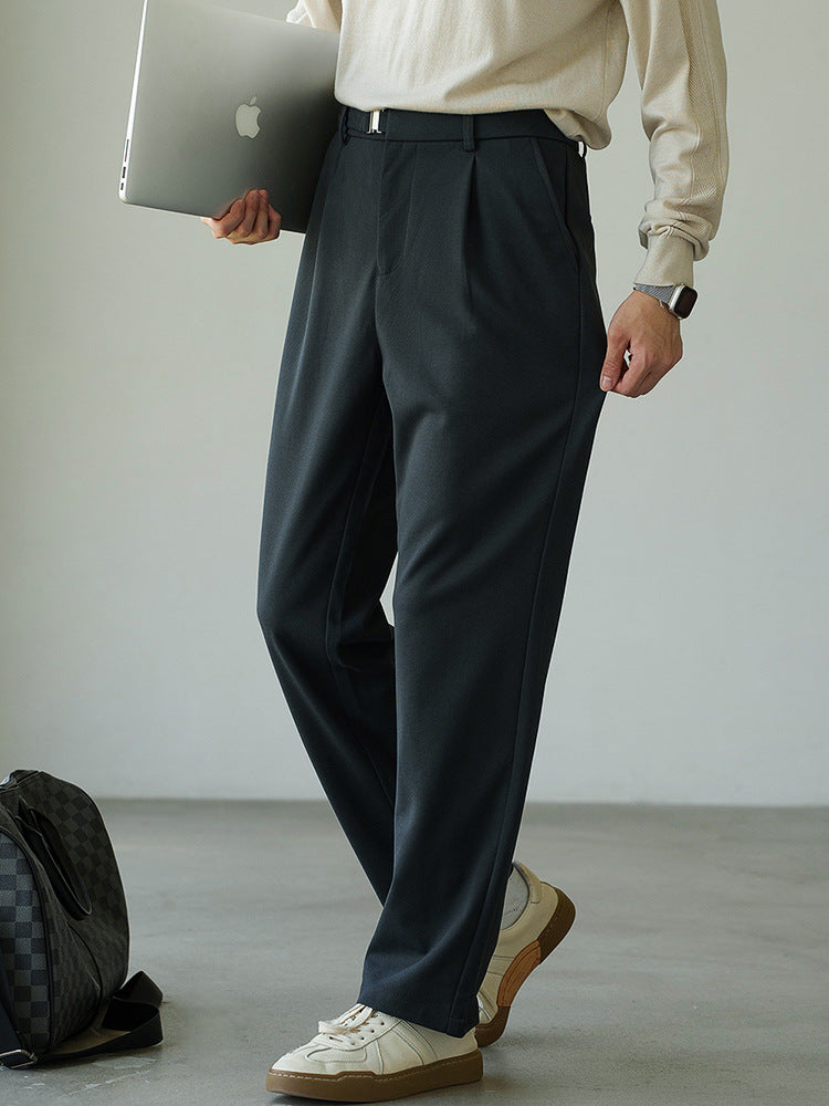 Pantaloni da Uomo con Pinces a Vita Alta | Alonzo Blu Navy