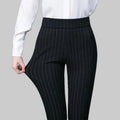 Pavia | Pantaloni Donna Stretch A Righe Skinny Nero con strisce