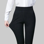 Pavia | Pantaloni Donna Stretch A Righe Skinny Nero con strisce