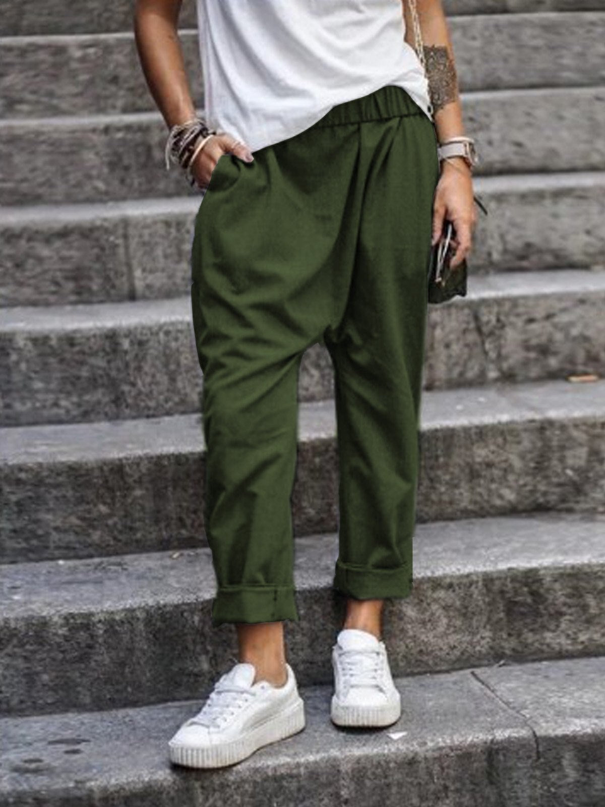Pavira | Pantaloni Da Donna Cropped Con Vita Elastico 1