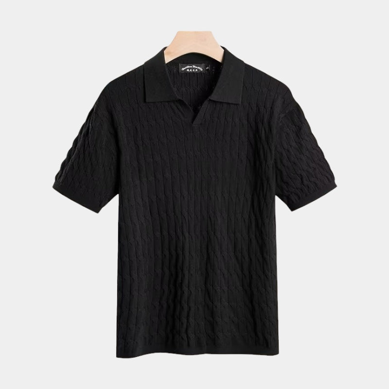 Polo a Righe per Uomini | Zentrax Nero