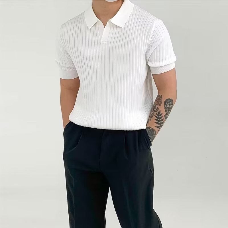 Polo a Maglia a Coste da Uomo | Luca
