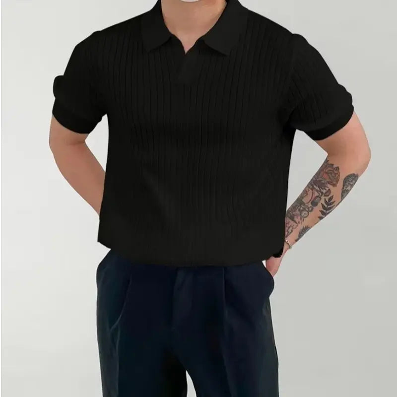 Polo a Maglia a Coste da Uomo | Luca Nero