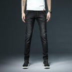 Jeans casual da uomo a gamba dritta con chiusura a bottoni