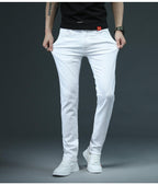 Jeans casual da uomo a gamba dritta con chiusura a bottoni