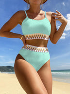 Bikini da donna a due pezzi con vita alta e spalline regolabili