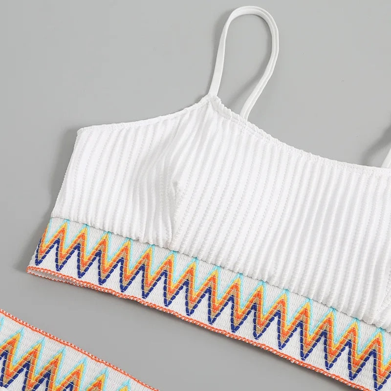 Bikini da donna a due pezzi con vita alta e spalline regolabili