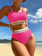 Bikini da donna a due pezzi con vita alta e spalline regolabili