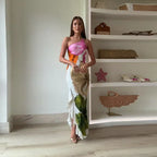 Women's Two-Way Shoulder Printed Maxi Dress