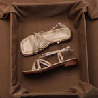 Sandova | Sandali Donna Piatti con Cinturini in Pelle Cavigli