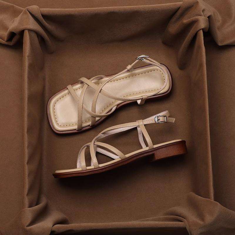 Sandova | Sandali Donna Piatti con Cinturini in Pelle Cavigli