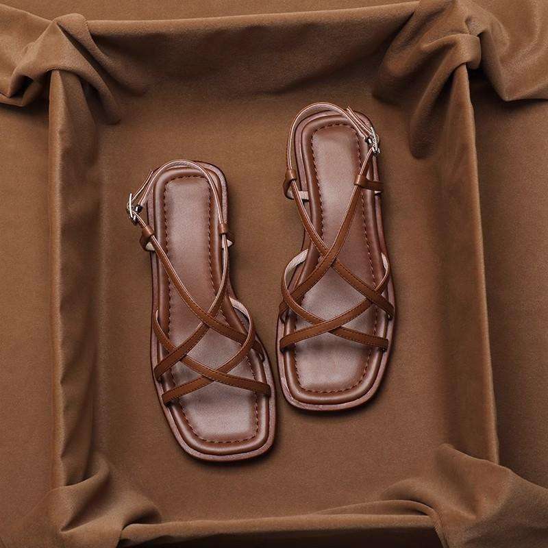 Sandova | Sandali Donna Piatti con Cinturini in Pelle Cavigli
