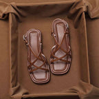 Sandova | Sandali Donna Piatti con Cinturini in Pelle Cavigli