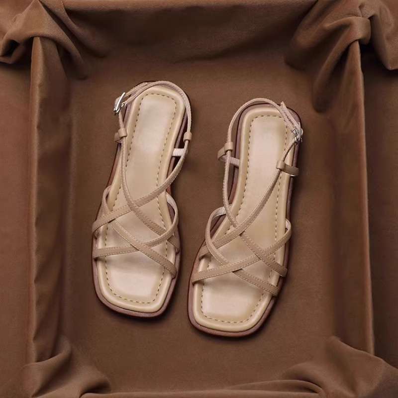 Sandova | Sandali Donna Piatti con Cinturini in Pelle Cavigli