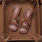 Sandova | Sandali Donna Piatti con Cinturini in Pelle Cavigli
