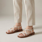 Sandova | Sandali Donna Piatti con Cinturini in Pelle Cavigli