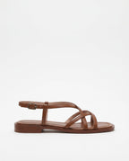 Sandova | Sandali Donna Piatti con Cinturini in Pelle Cavigli Marrone