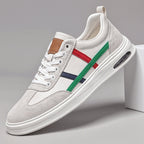 Sandro | Uomo Sneakers in Pelle Low-Top Righe Scamosciate Beige