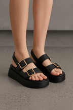 Sara | Donna Sandalo con Plateau Doppia Fibbia Slingback