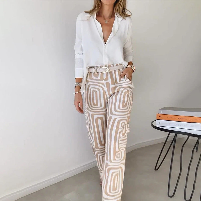 Sara | Set da Donna Due Pezzi Pantalone Wide-Leg Geometrico 2