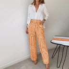 Sara | Set da Donna Due Pezzi Pantalone Wide-Leg Arancione