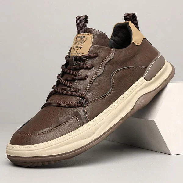 Savero | Sneakers Uomo In Pelle Con Lacci Marrone
