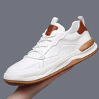 Savero | Sneakers Uomo In Pelle Con Lacci Bianco