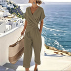 Damen Wickeloberteil & Weite Hosen Set