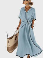 Women's Relaxed Fit Maxi Dress with Draped Design