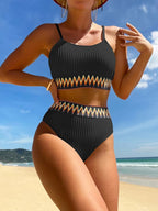 Bikini da donna a due pezzi con vita alta e spalline regolabili