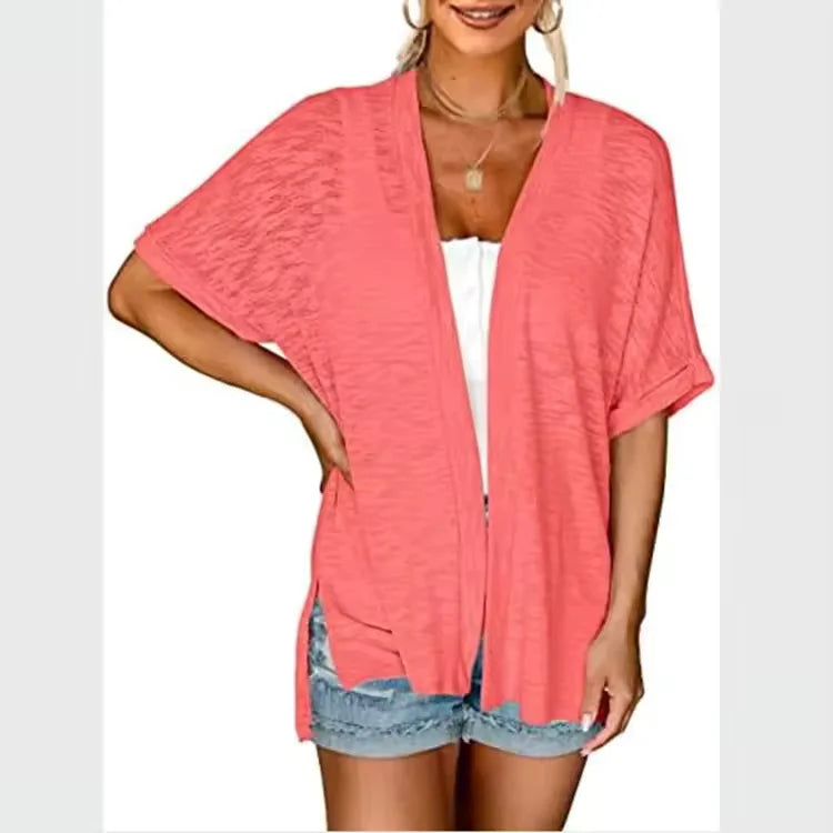 Cardigan casual da donna a maniche corte