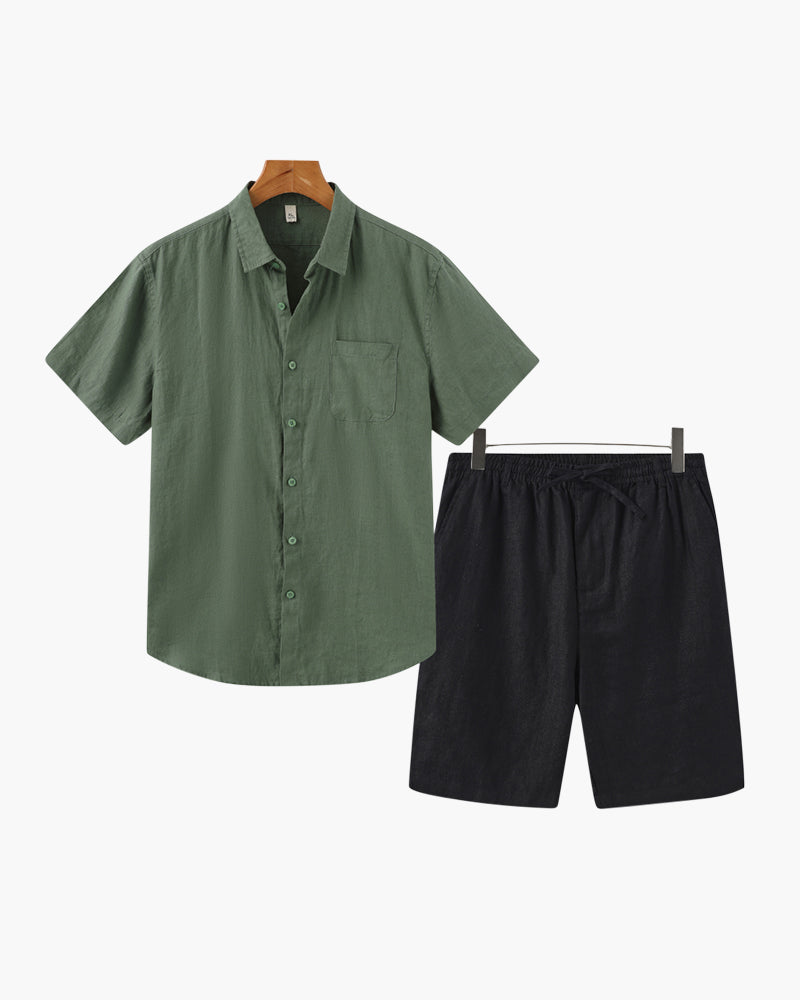 Set Coordinato in Lino con Pantaloni Corti per Uomini | Trevix