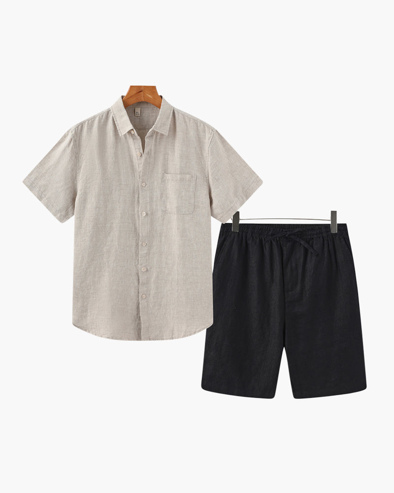 Set Coordinato in Lino con Pantaloni Corti per Uomini | Trevix