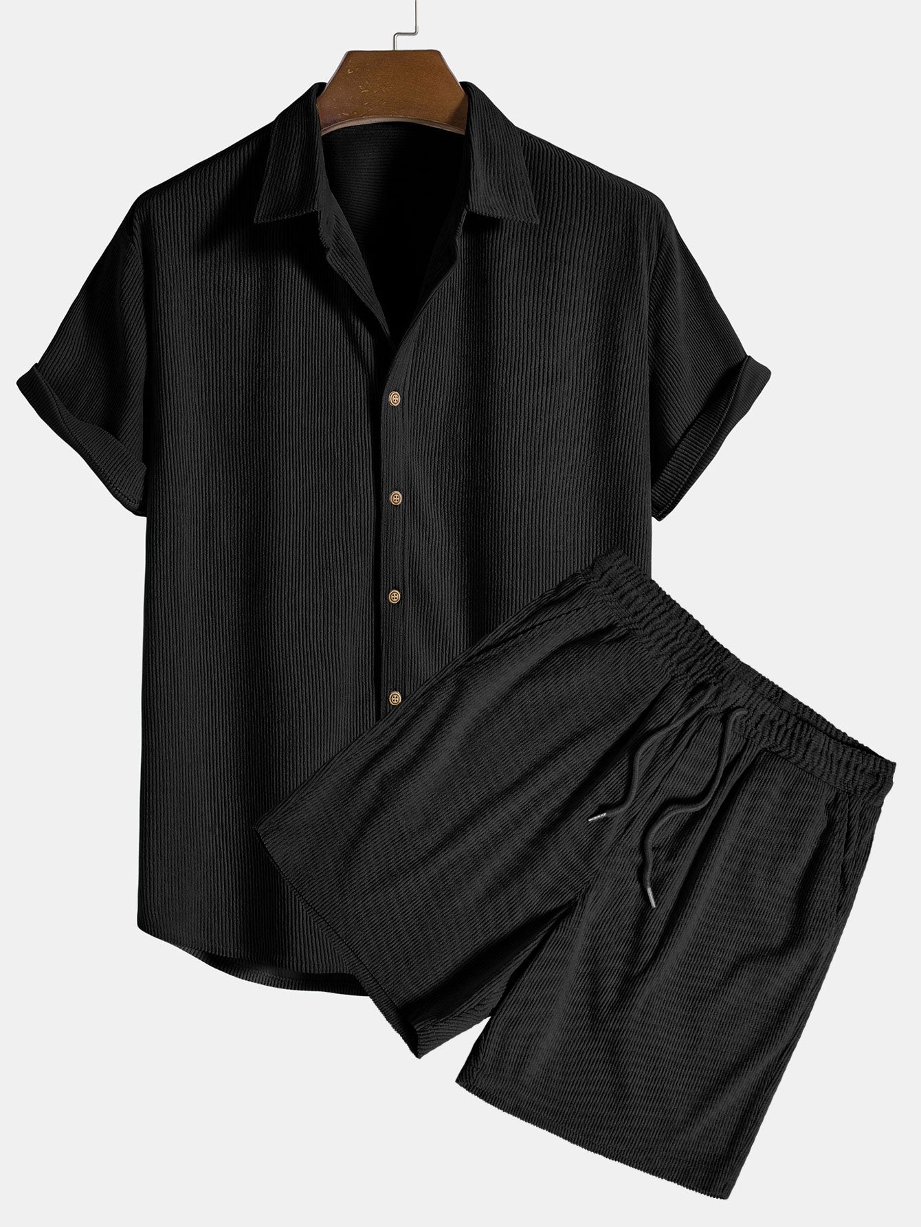 Set a Maniche Corte con Pantaloni Corti per Uomini | Talvex Nero