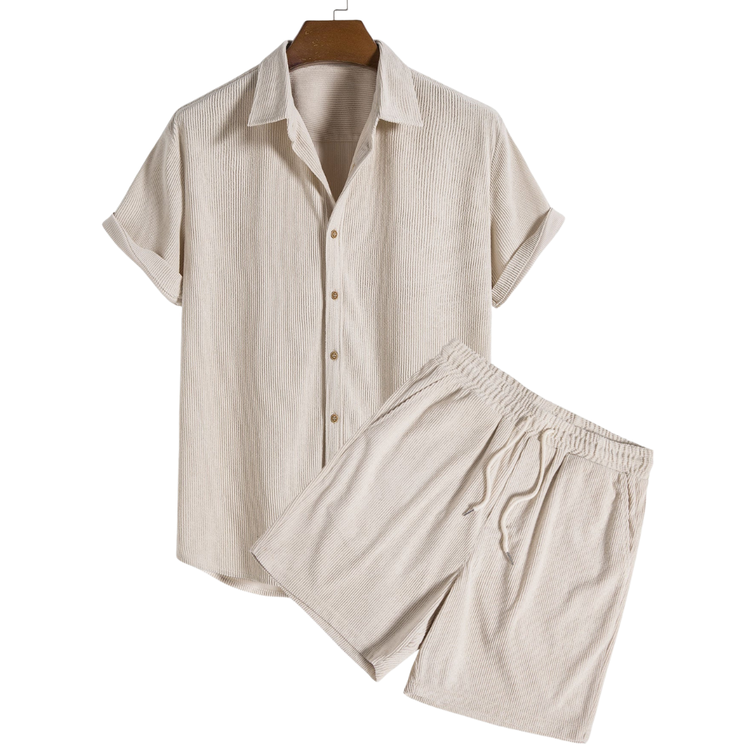 Set a Maniche Corte con Pantaloni Corti per Uomini | Talvex Beige