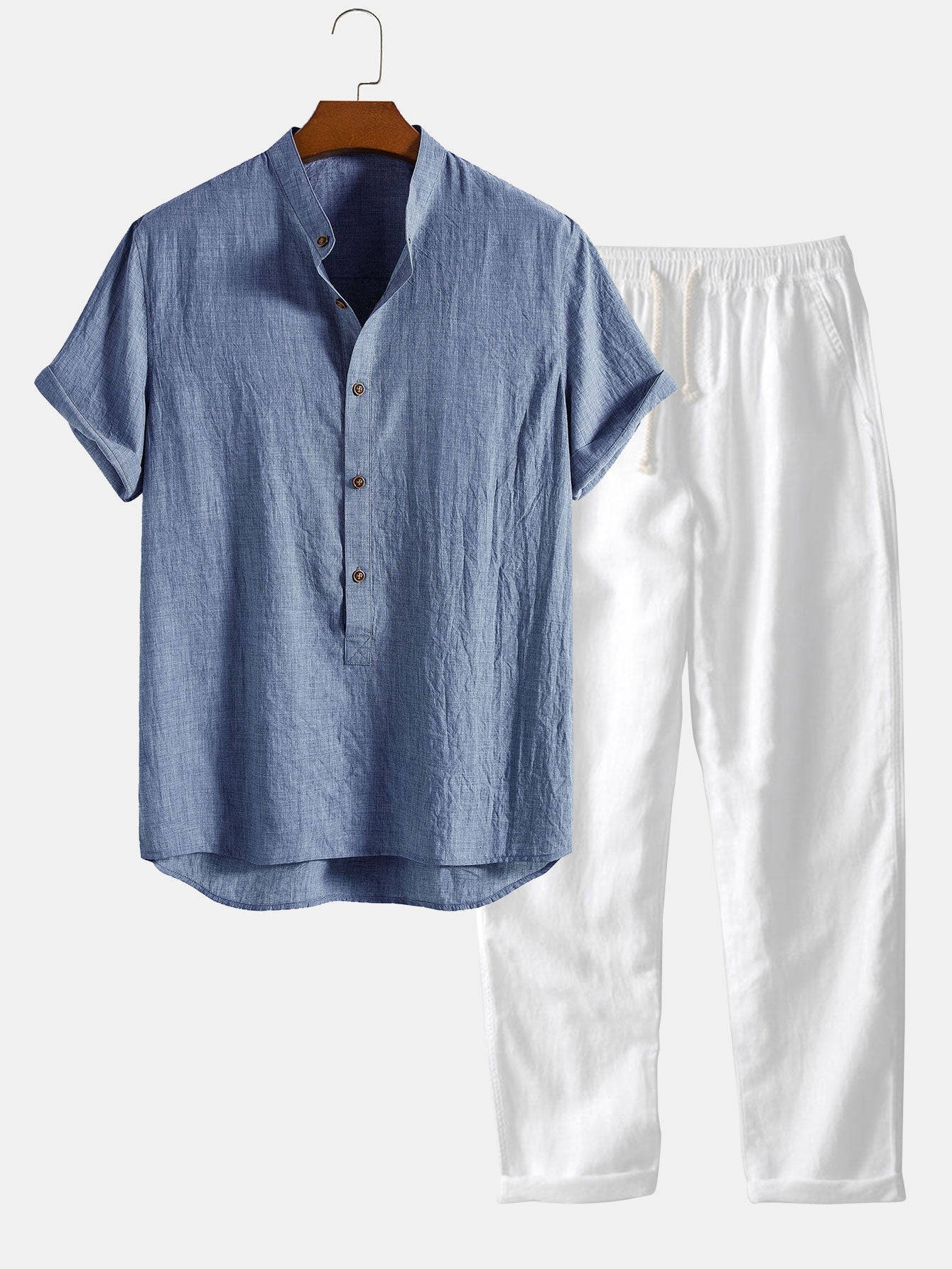Set a Maniche Corte con Pantaloni per Uomini | Tervon Blu