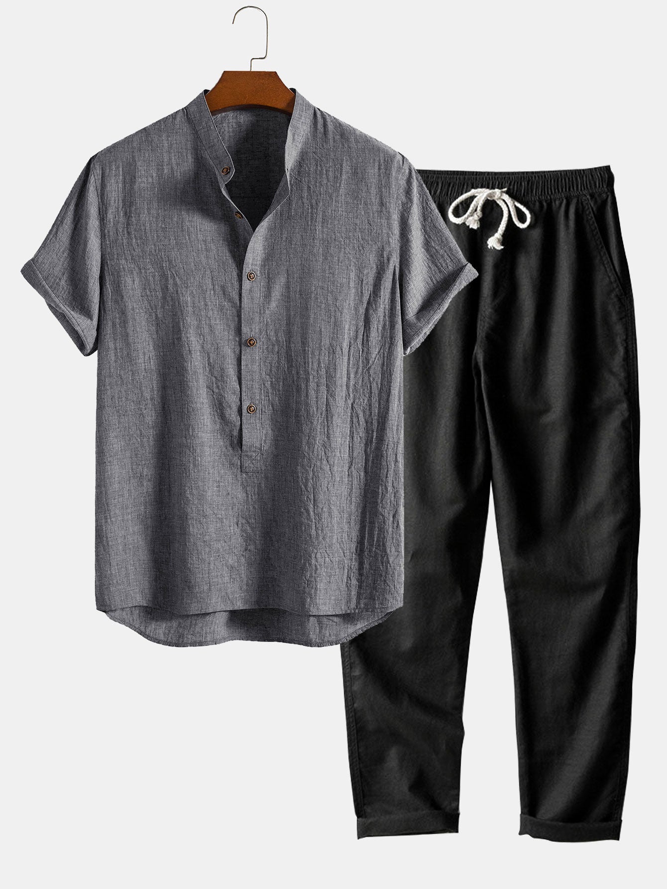 Set a Maniche Corte con Pantaloni per Uomini | Tervon Grigio