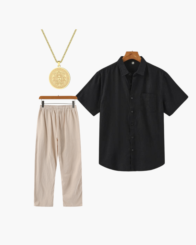 Set di Abbigliamento in Lino per Uomini | Flarin Nero
