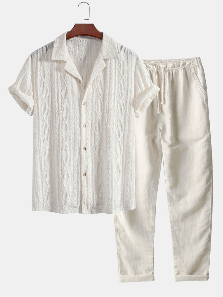 Set di Camicia e Pantaloni in Lino per Uomini | Trivon Beige