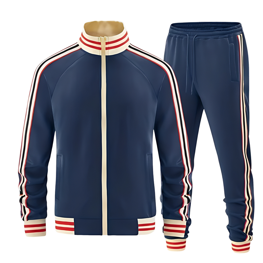 Set Sportivo Elegante A Righe Per Uomo | Varnel Blu marino