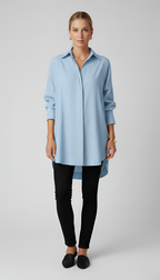 Shirova | Camicia Donna Oversize Colletto Classico Manica Lunga Azzurro chiaro