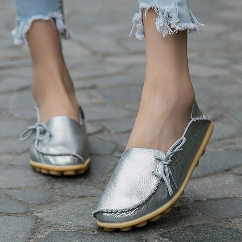 Sloane | Mocassini Donna in Pelle Ortopediche Argento 35