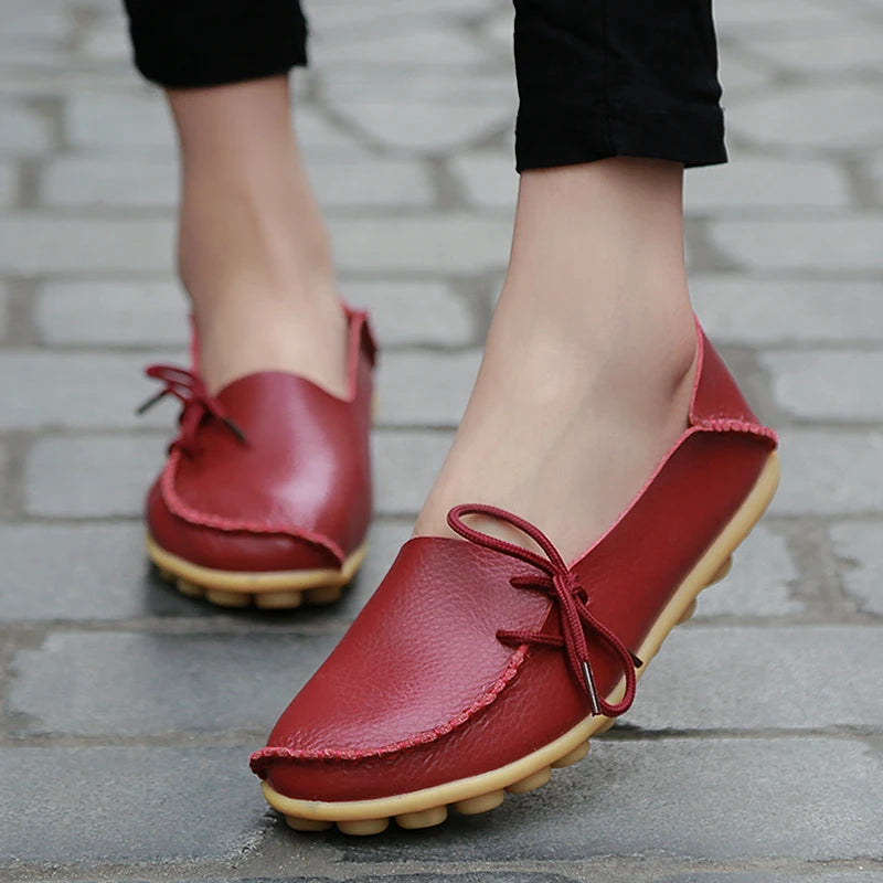 Sloane | Mocassini Donna in Pelle Ortopediche Rosso Vino